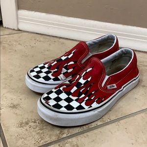Fire/blood checkered vans. Size 7.5 women’s